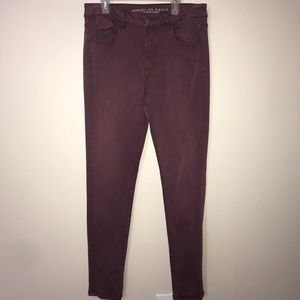 American Eagle Maroon High Rise Jegging